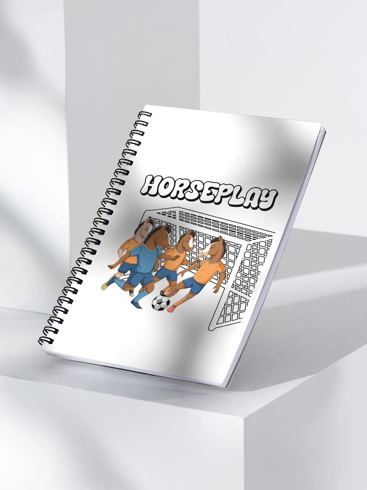 Horseplay - Horses Playing Soccer - Funny Wordplay Spiral Notebook product image (4)