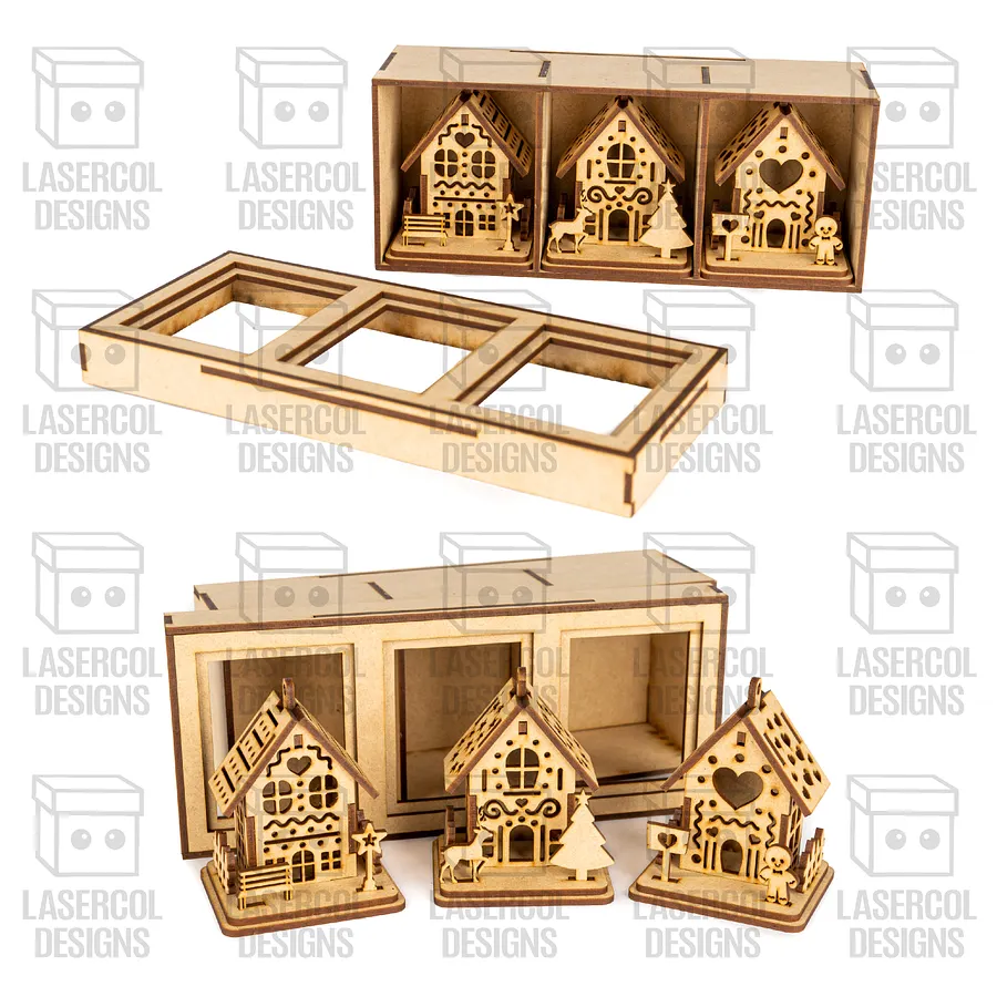Christmas Houses Ornaments Boxes Set 1 (8 Houses Styles) - Laser Cut Files product image (5)