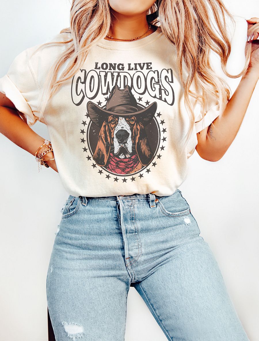 Basset Hound Cowboy Dog Unisex T-Shirt | Vintage-Style Western Cowdog Wearing a Cowboy Hat and Bandana product image (11)