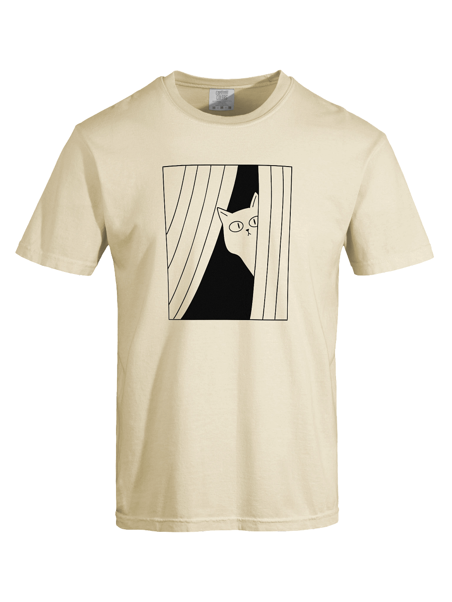 Peeking Cat Window T-Shirt – Minimal Line Art Tee product image (1)