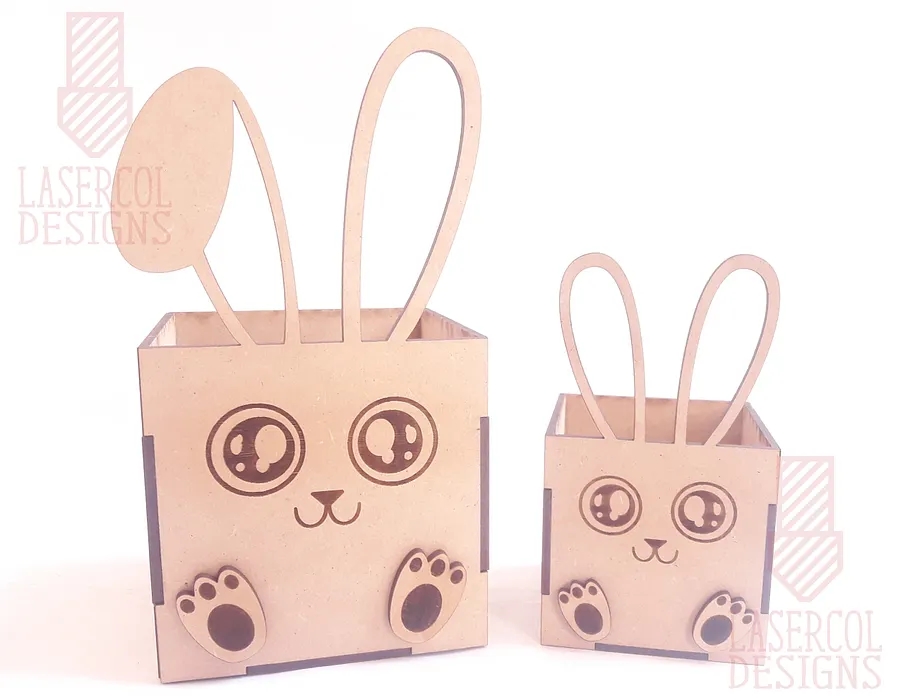 Easter Bunny Basket (Two Sizes, Two ear Styles) - Laser Cut Files product image (3)