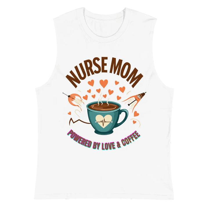 Heartbeat Nurse Mom, powered by coffee Muscle Tank product image (2)