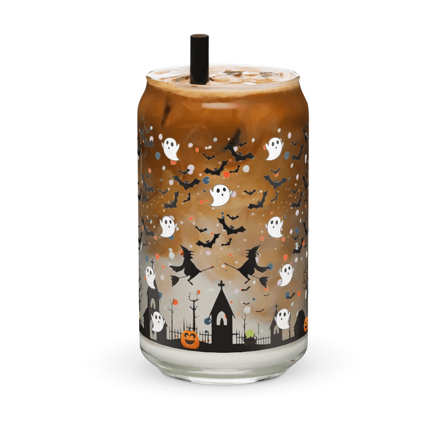 Spooky Can-Shaped Glass: Halloween Edition: 16 oz Can-Shaped Glass with Bamboo Lid & Metal Straw product image (8)