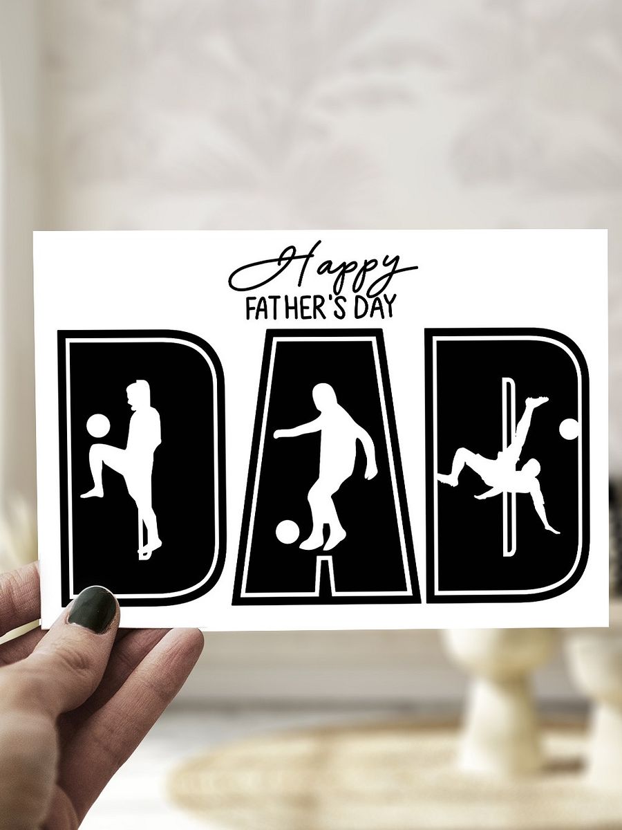 Minimalist Black and White Football Father's Day Greeting Card product image (1)