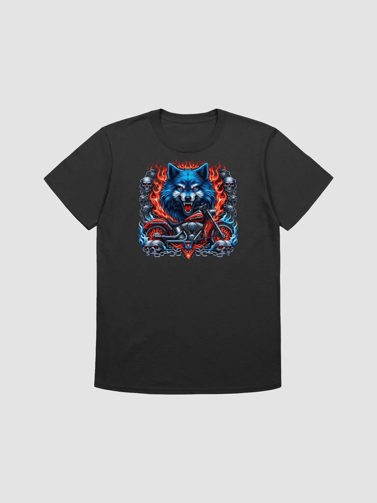 Fiery Wolf Motorcycle Ride T-Shirt #42 product image (1)