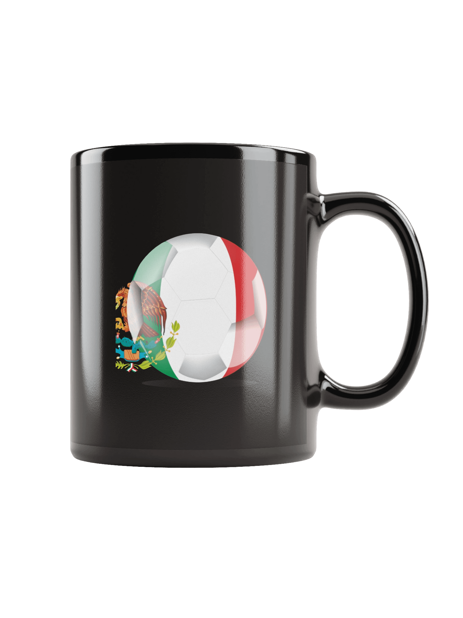 Mexico Flag Soccer Ball Black Coffee Mug (Double Sided Print) product image (1)