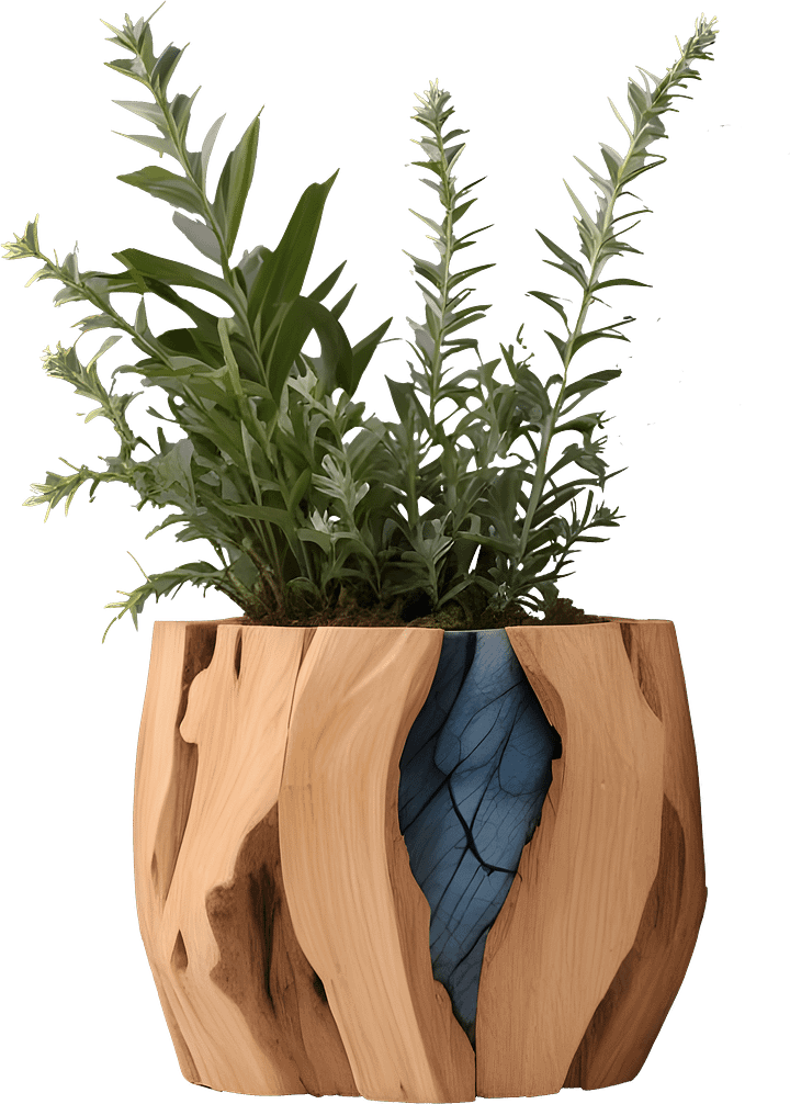 Celestial Grace – Boho Chic Wooden and Labradorite Vase PNG product image (1)