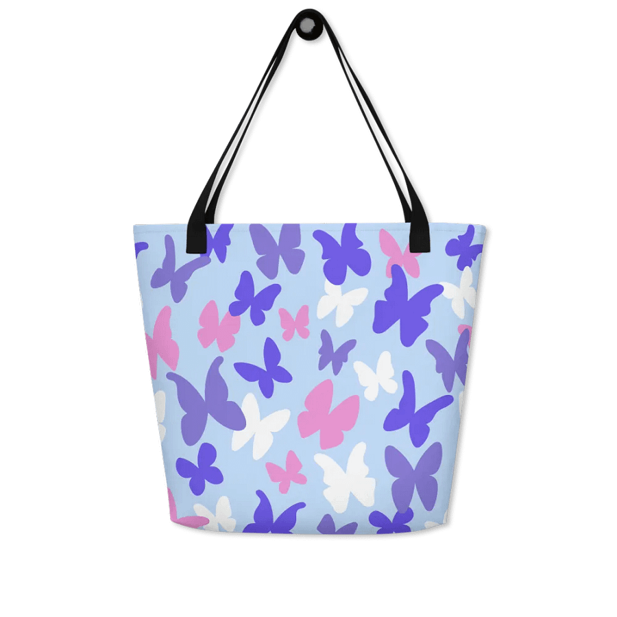 All-Over Print Large Tote Bag w/ Pocket - Butterflies product image (4)
