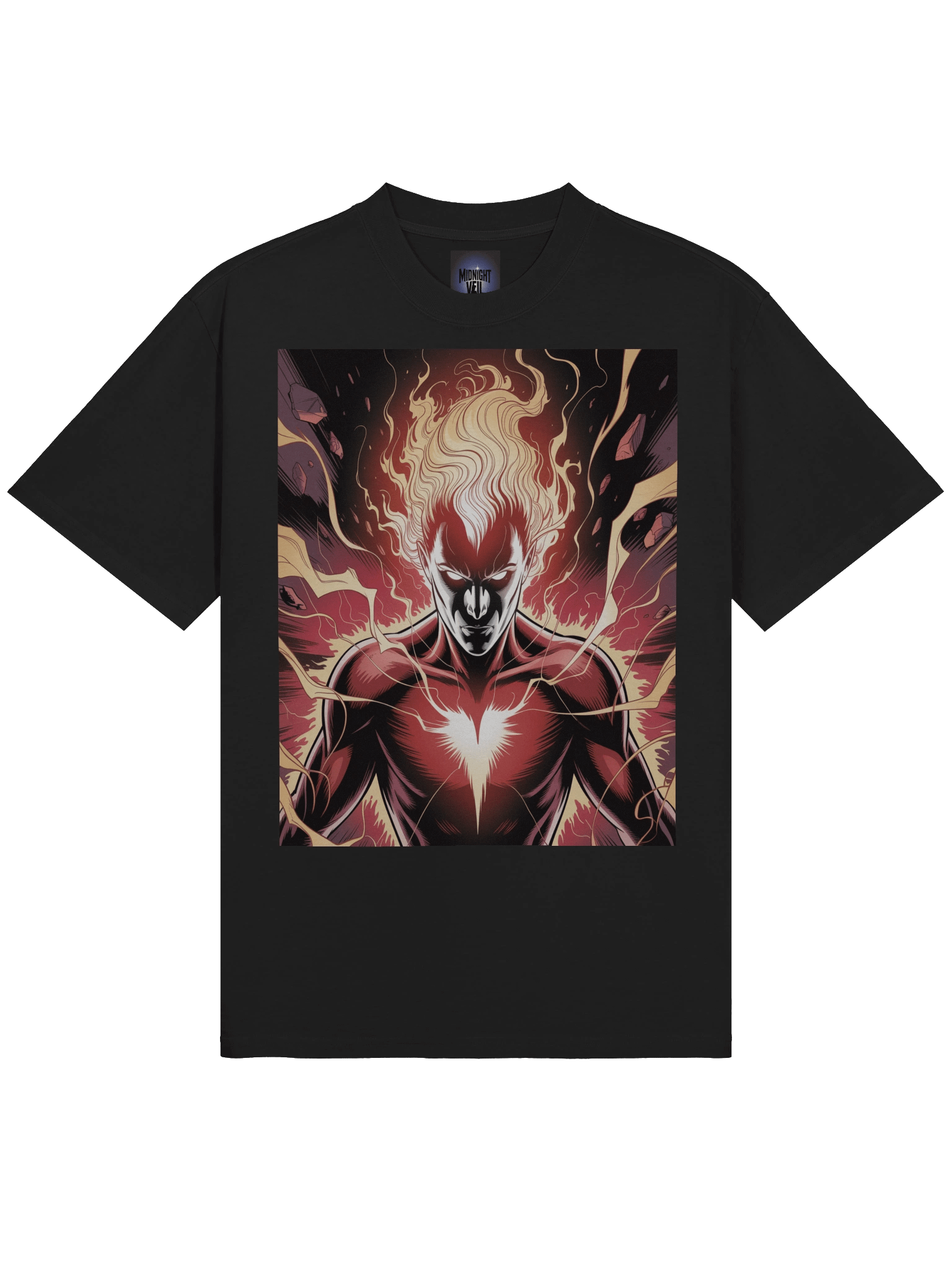 Dark Phoenix Flame Fury Oversized Faded T-Shirt – Cosmic Wing Eclipse product image (5)