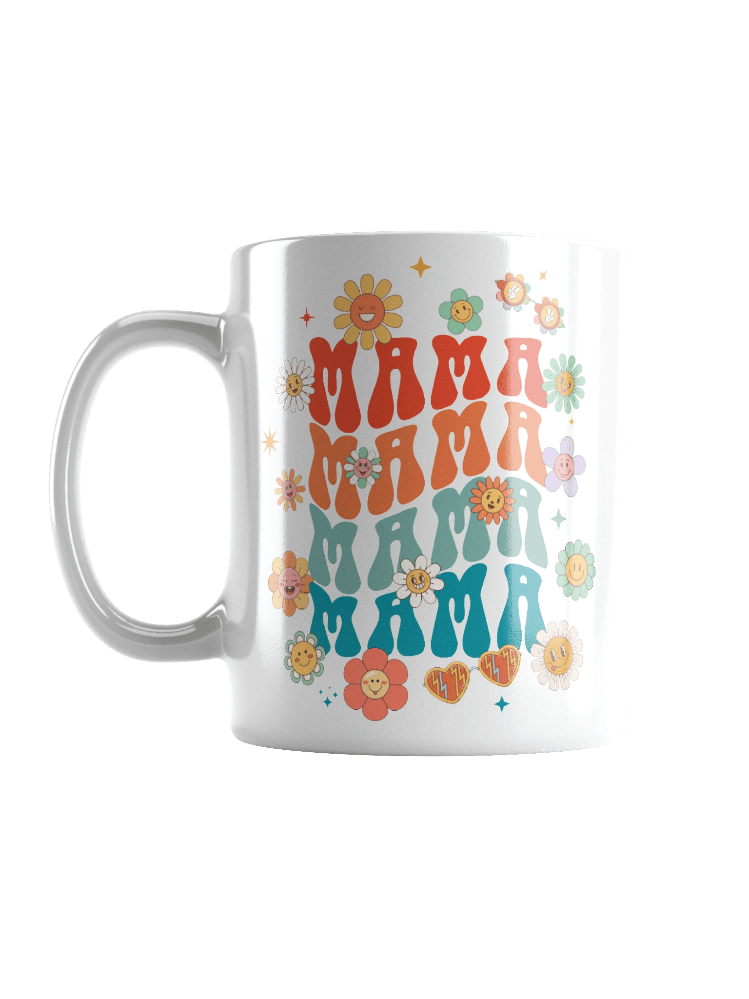 Retro Mama Floral White Glossy Mug product image (2)