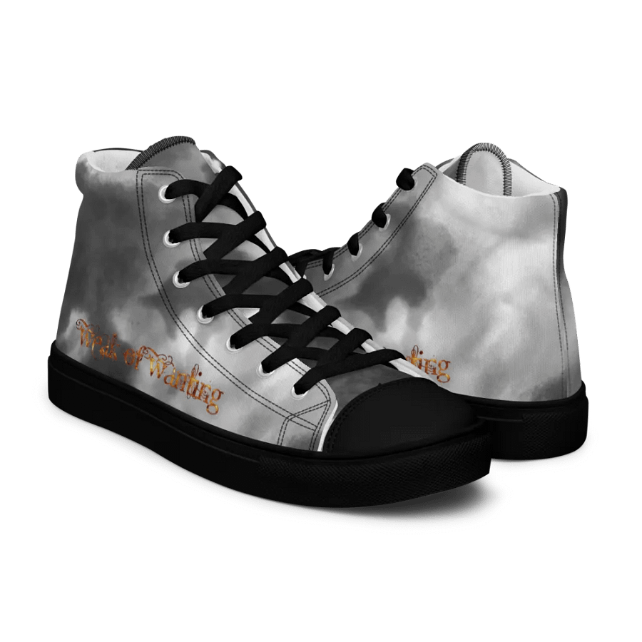 Weak Of Wanting Men's High Top Canvas Fire Logo Grey Sky Shoes product image (7)