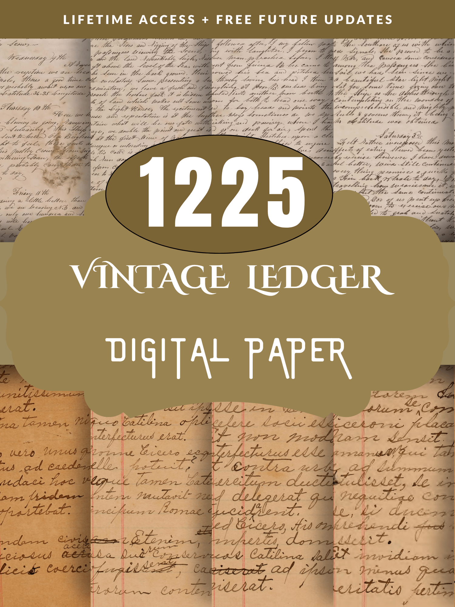 Vintage Ledger Pages printable antique junk journal paper digital collage sheet product image (3)