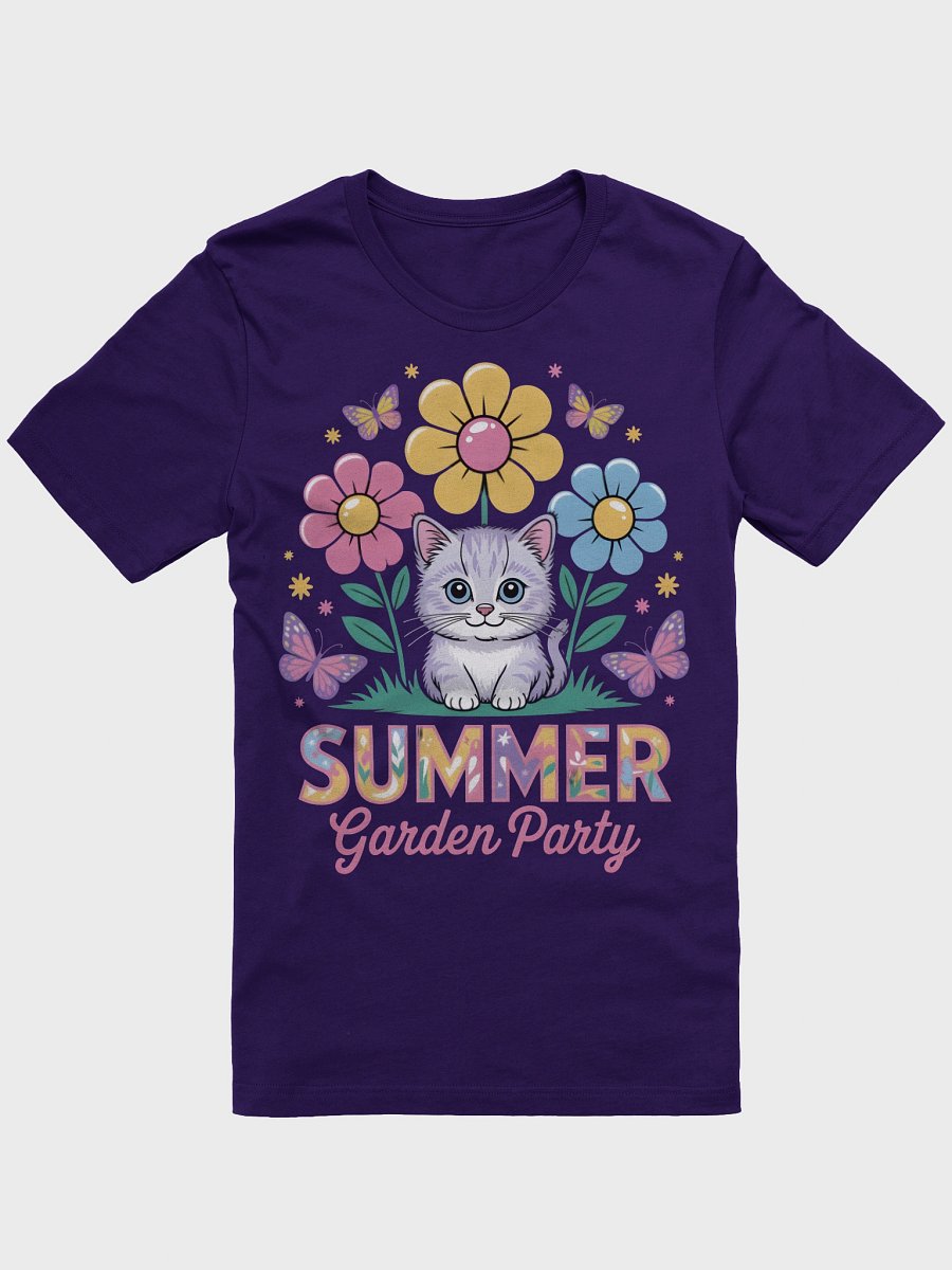 Whimsical Garden Party Cat T-Shirt product image (6)