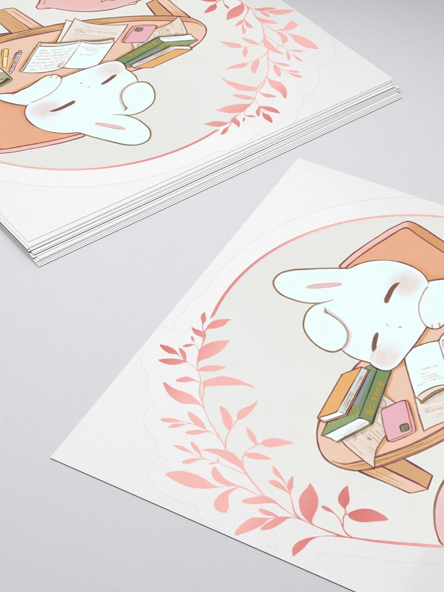 Cozy Study Bunny Sticker - Cute Kawaii Animal Reading product image (4)