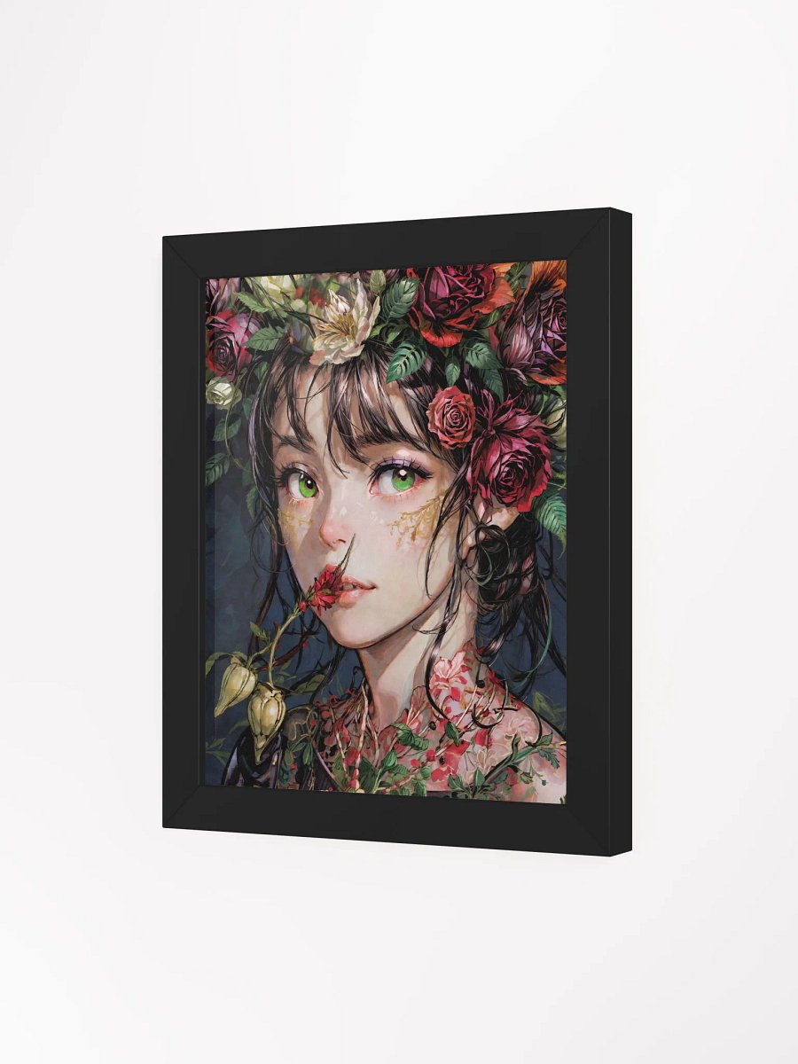 "Enchanted Bloom" Framed Poster | Museum-Quality Matte Print in Wooden Frame | Fantasy Floral Girl Wall Art product image (14)