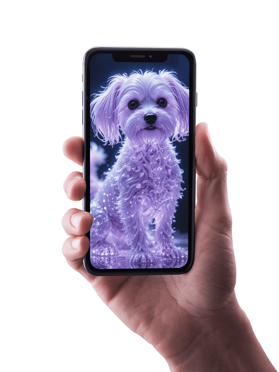 8K Violet Water Puppy Wallpaper – Exclusive AI Design for Your Phone product image (1)