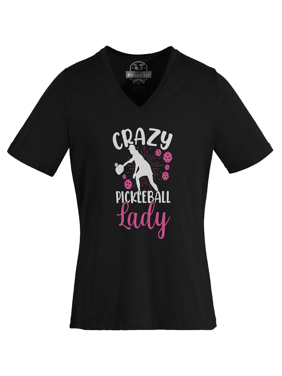 Crazy Pickleball Lady V-Neck Tee product image (6)