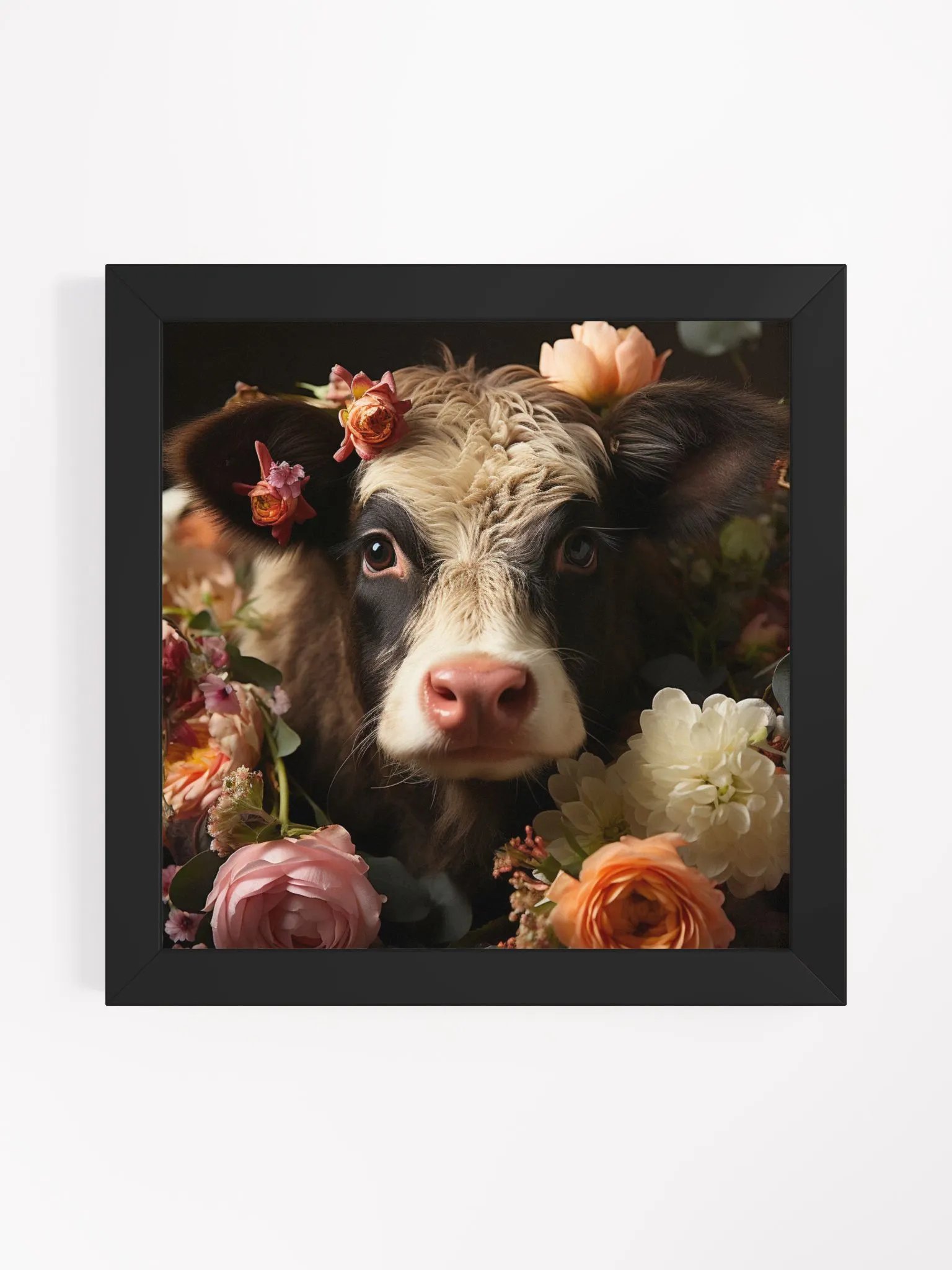 Cow In a Field of Flowers Farm Animal Wall Art product image (1)