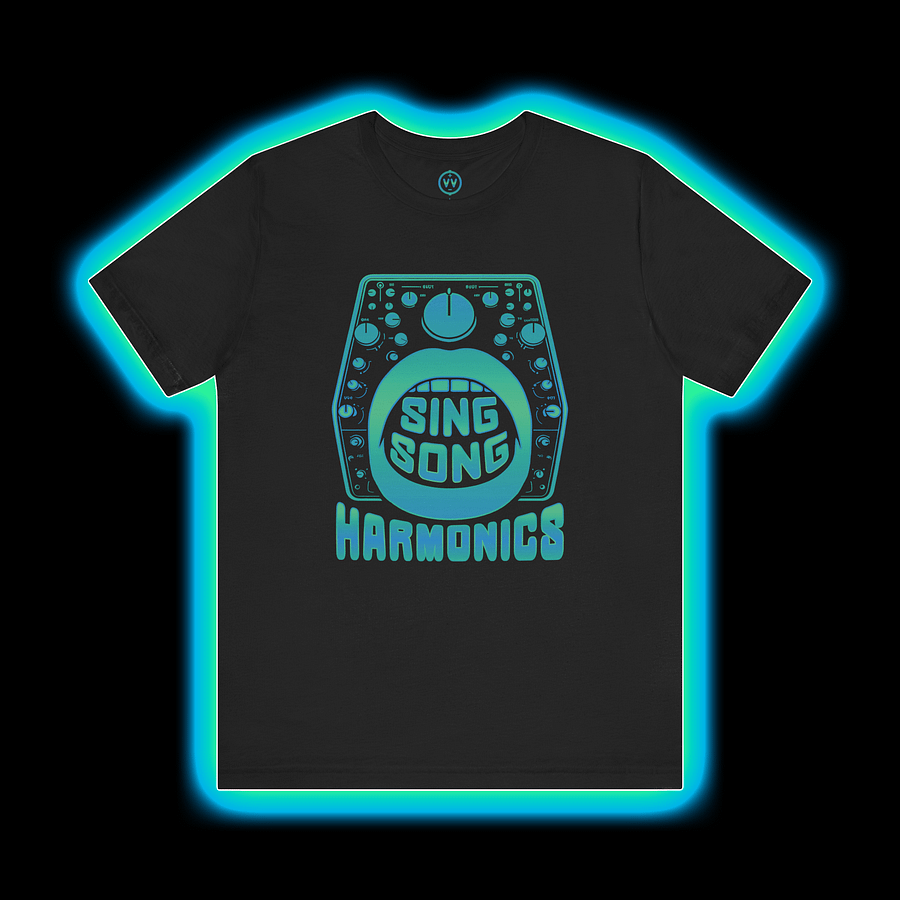 Sound Designer T-Shirt - Sing Song Harmonics/Filter Mouth (Modular Synth Musician) CYAN PRINT product image (1)