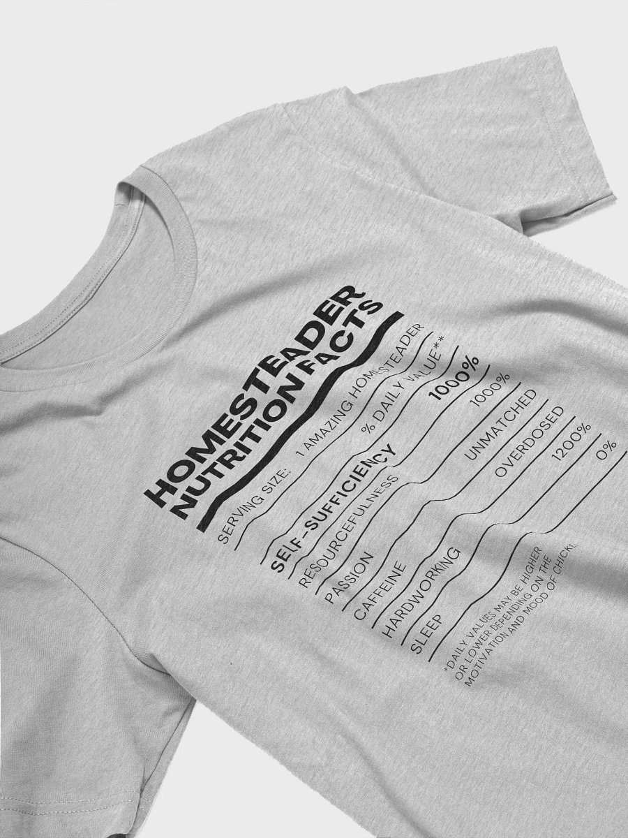 Homestead Nutrition Facts T-shirt (Black Text) product image (3)