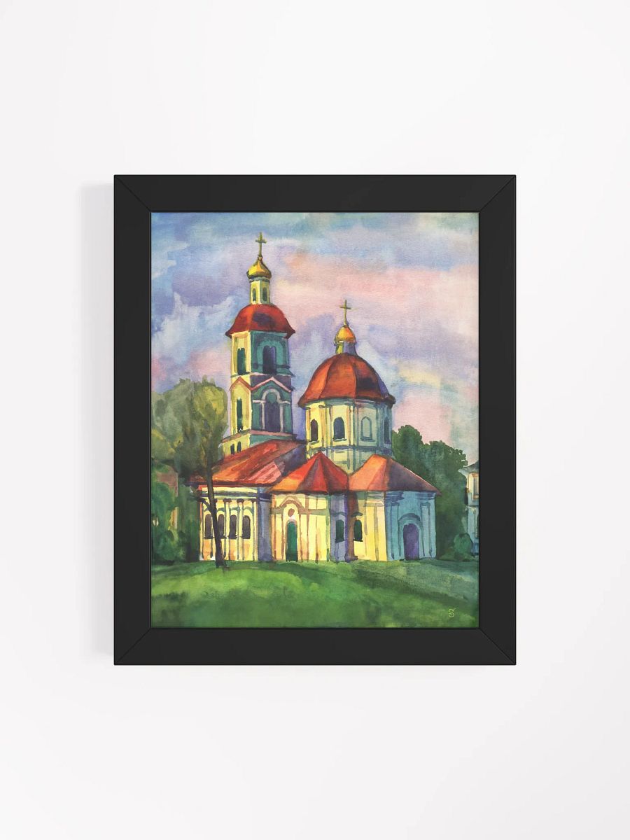 Serene Church Sunset Framed Poster - Historical Temple product image (19)