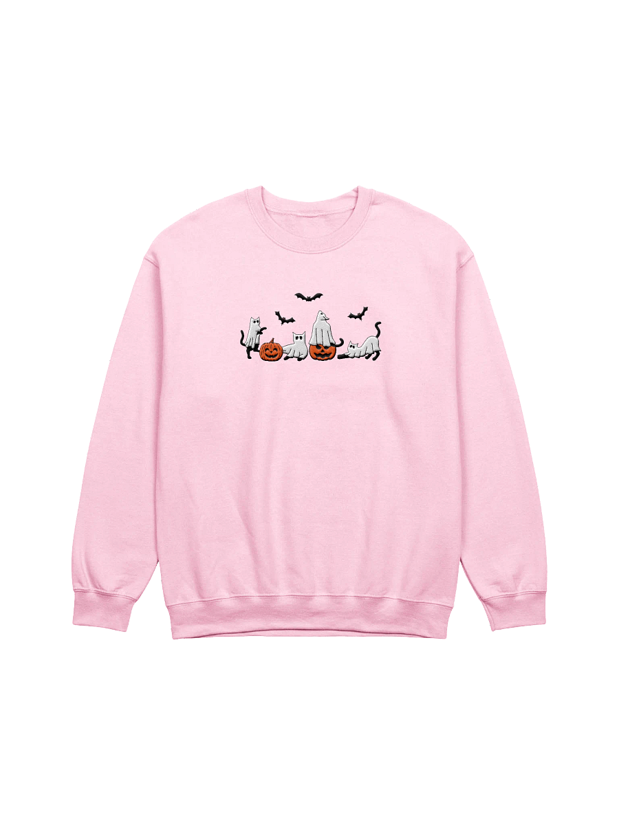 Embroidered Cat Ghost Sweatshirt, Cute Halloween Apparel, Cat Crewneck product image (4)