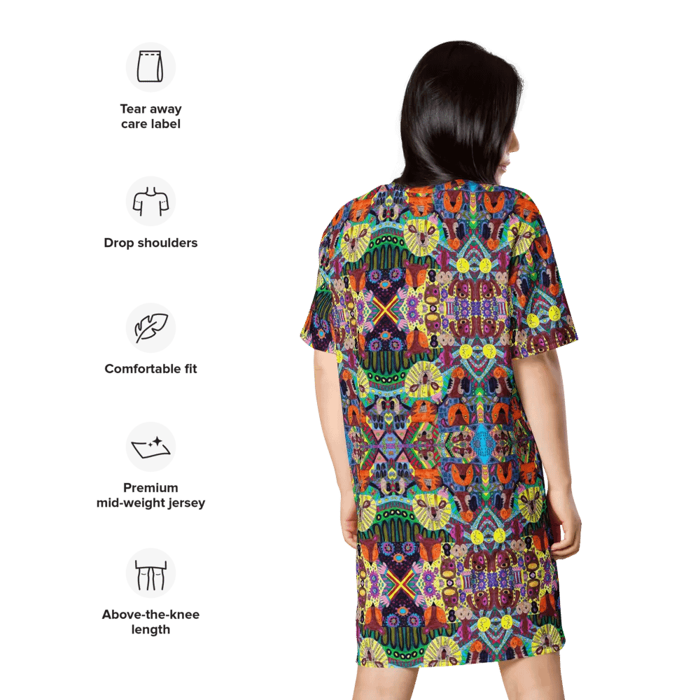 Abstract Doodle Art Animals Ladies T Shirt Dress product image (11)