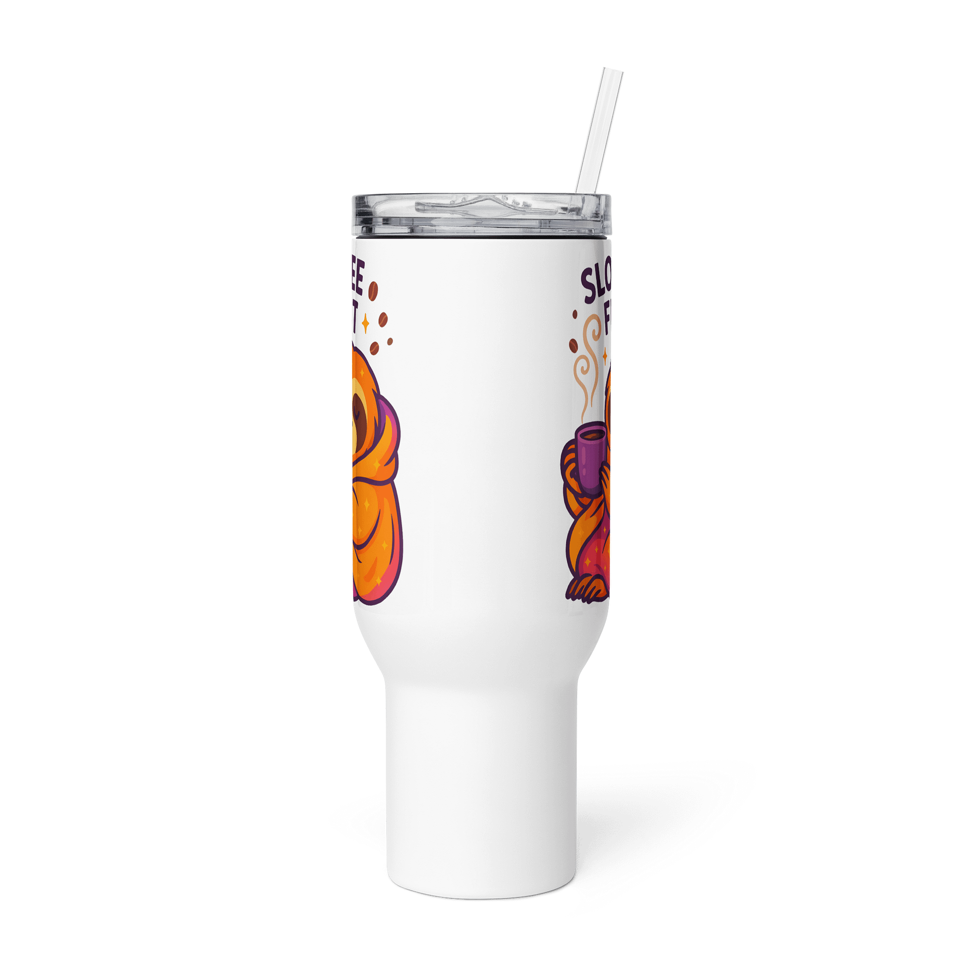 Sloffee First – Funny Sloth Travel Mug with Straw & Handle (40 oz) | Sloths Having Snacks Collection product image (3)
