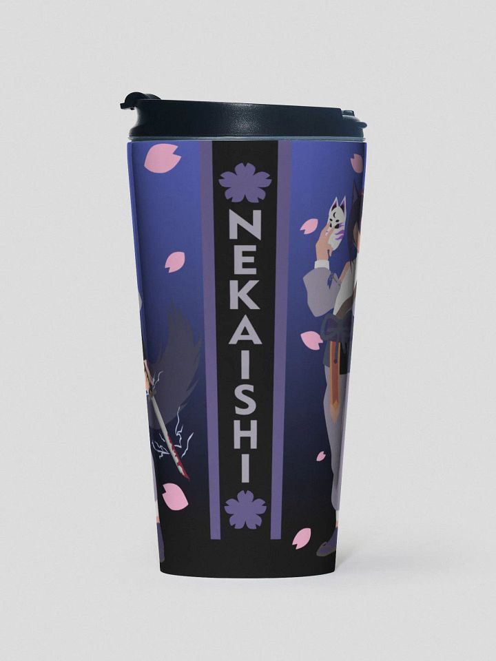 Stainless Steel Travel Mug - LowPro | Dark Mode | Blue Fade product image (1)