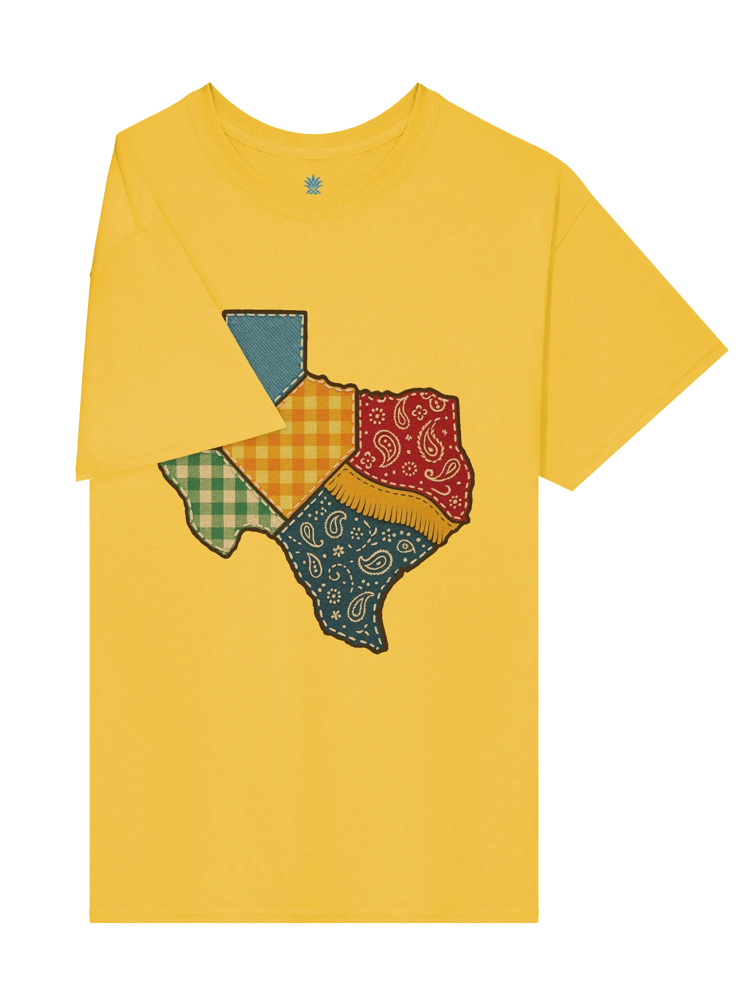 Cowboy Patchwork Quilt Texas State Shaped Boxy Fit Unisex T-Shirt product image (76)