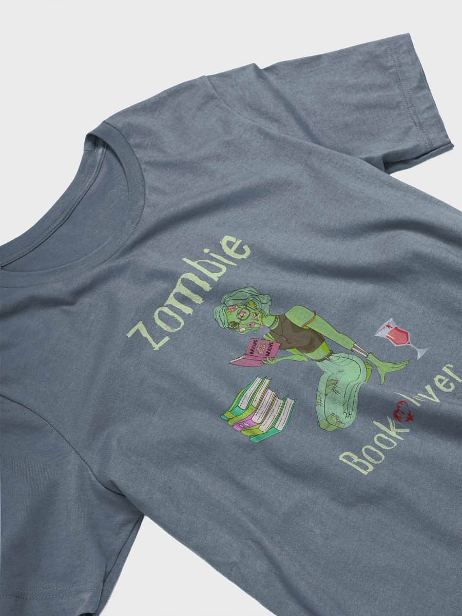 Zombie Book Lover Steel Blue T-shirt product image (3)