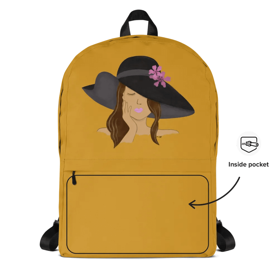 Girl with Hat Yellow-Brown Backpack product image (7)