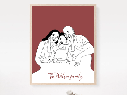 Black and White Custom Portrait from Photo, One Line Drawing, Family Illustration, Custom Minimalist Drawing, Valentine Gift, custom drawing product image (10)