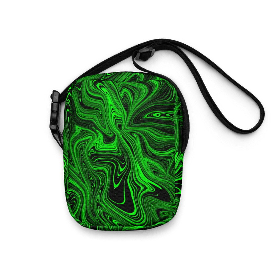Utility Crossbody Bag - Green and Black Fluid Swirls product image (9)