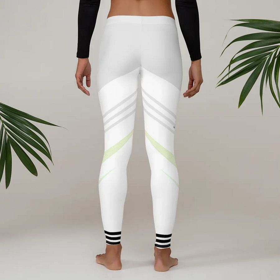 All-Over Print Leggings-Backfill Geometric 163 with Pink Lady design, black stripes. product image (3)