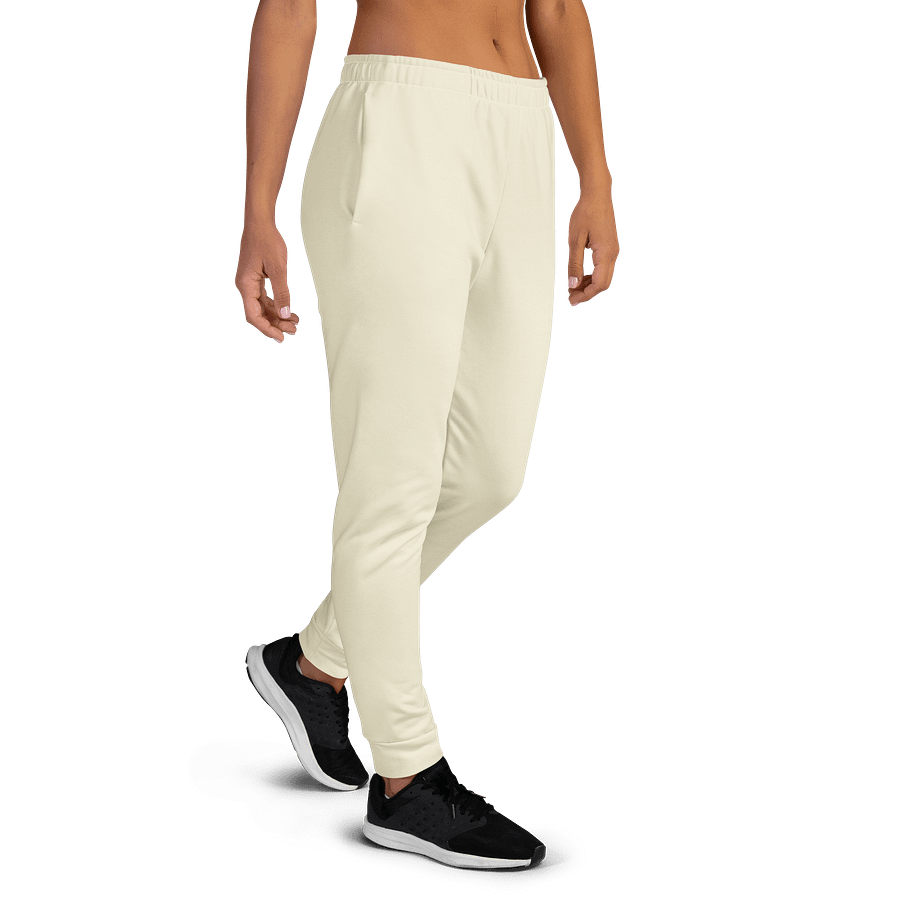 Off White Beige Solid Color Women's Fleece Sweatpants product image (4)