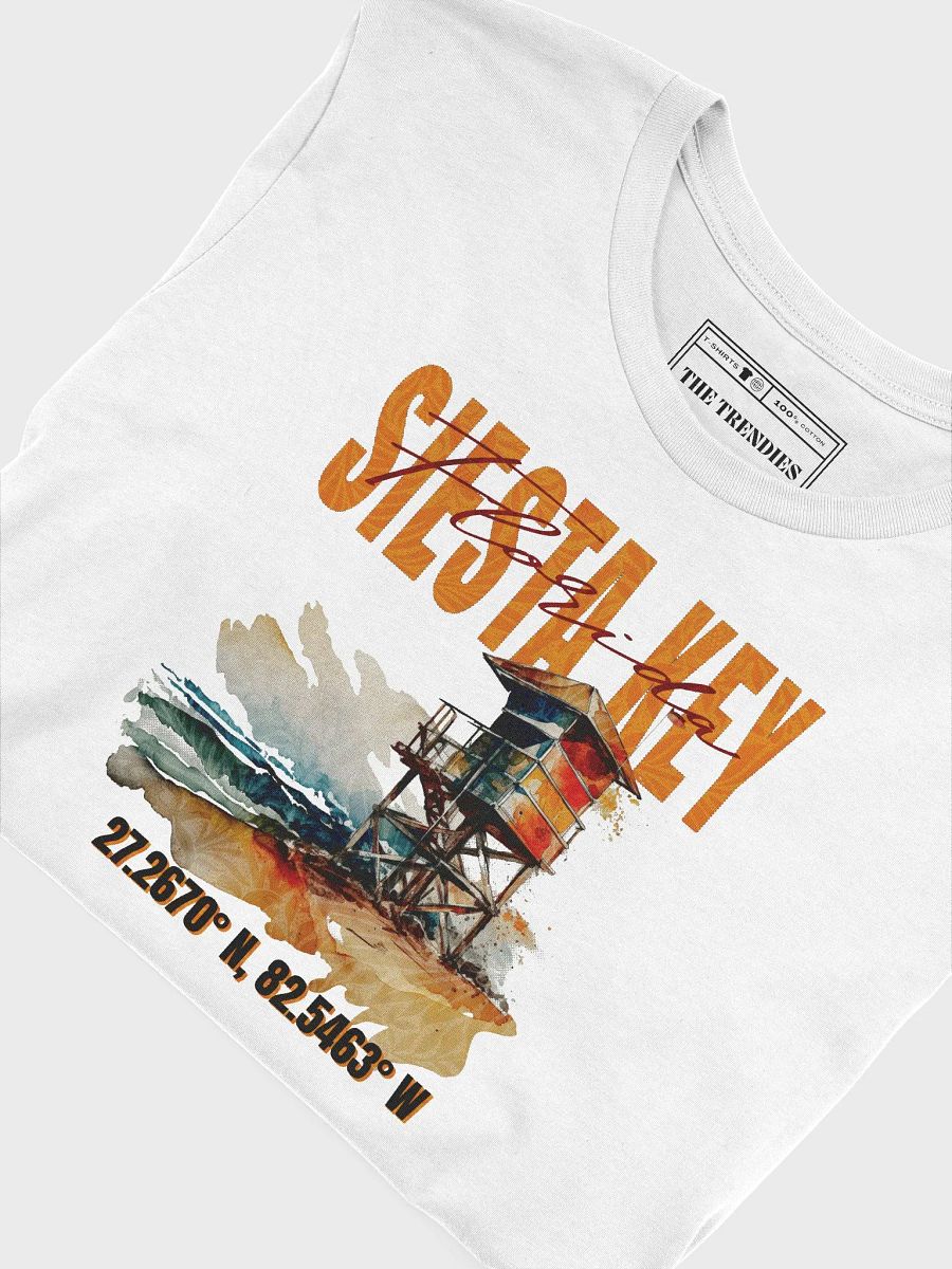 Vibrant Beach Scene T-Shirt Featuring Lifeguard Tower Design product image (3)