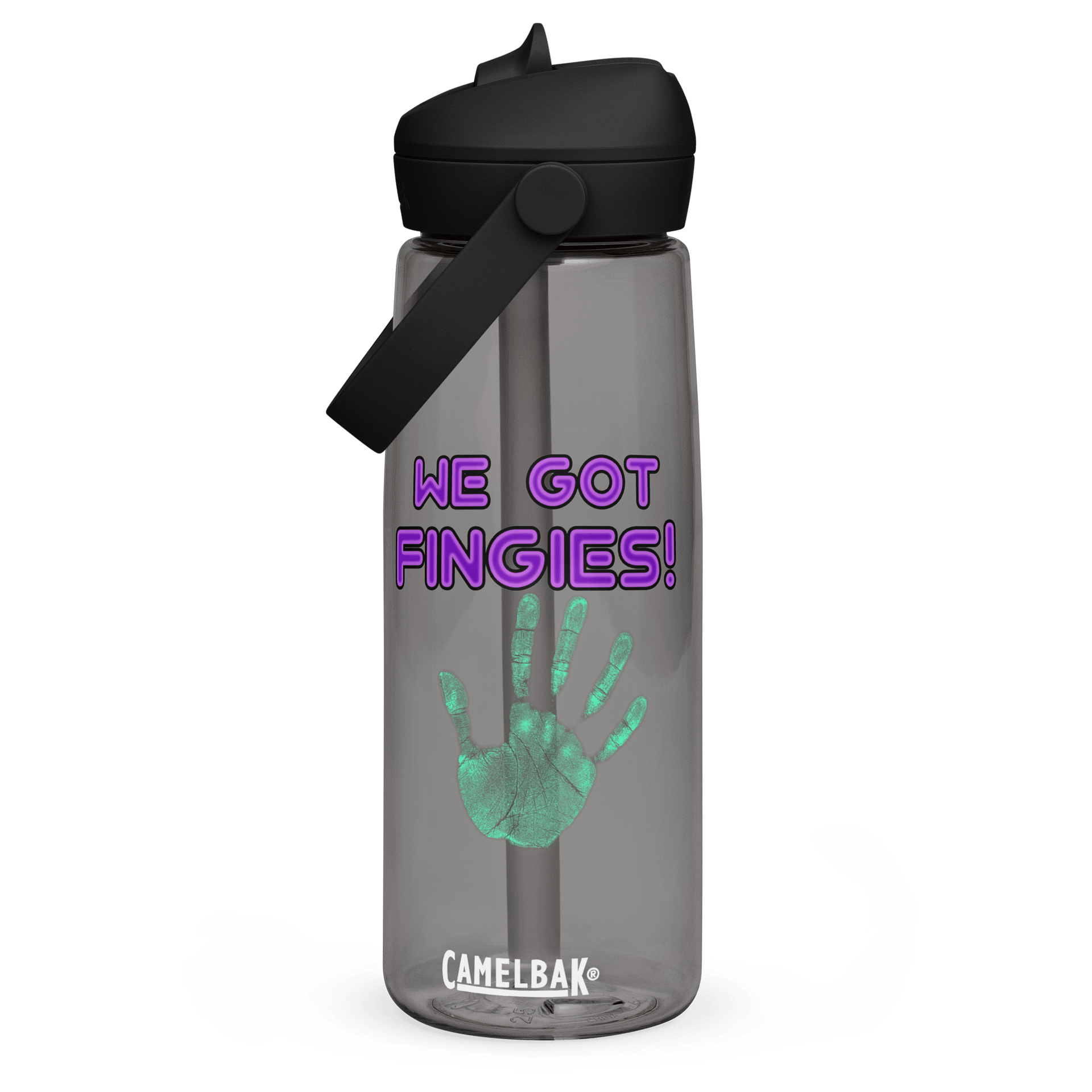 Funky Handprint Flip Straw Water Bottle product image (1)