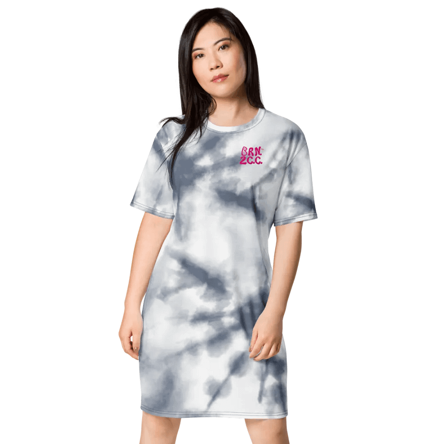 BOURNE to Cape Cod™ | Coastal Dream T-Shirt Dress | Gray & White Tie-Dye | Beachy-Chic & Bold product image (1)