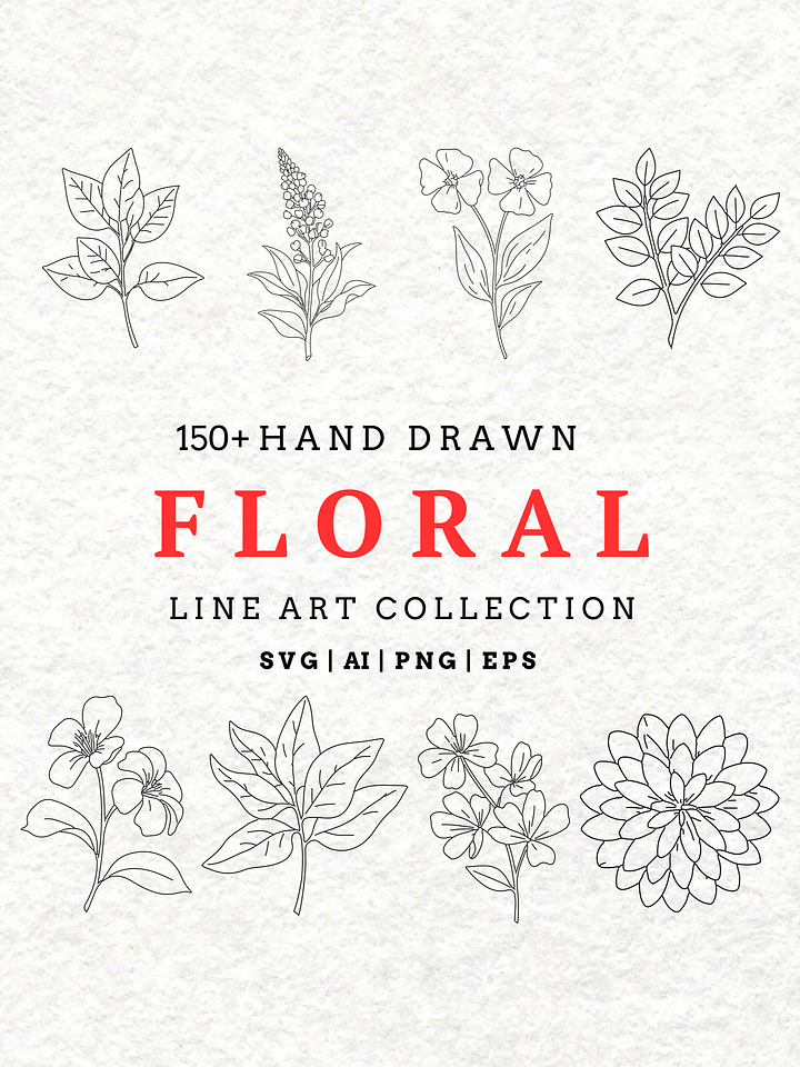 Botanical SVG Bundle: Hand-Drawn Floral Clipart & Leaf Doodles product image (1)