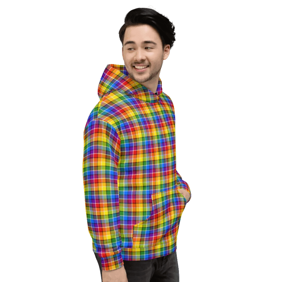 Bright Rainbow Plaid Hoodie product image (5)