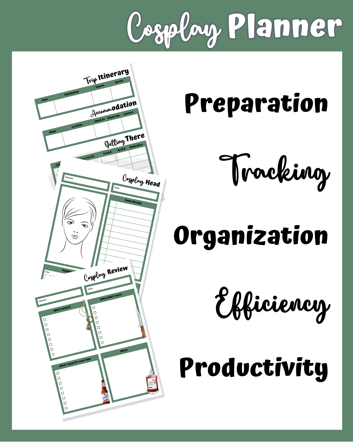 Monster Hunter Cosplay Planner – Green Edition | 54-Page Printable PDF product image (4)