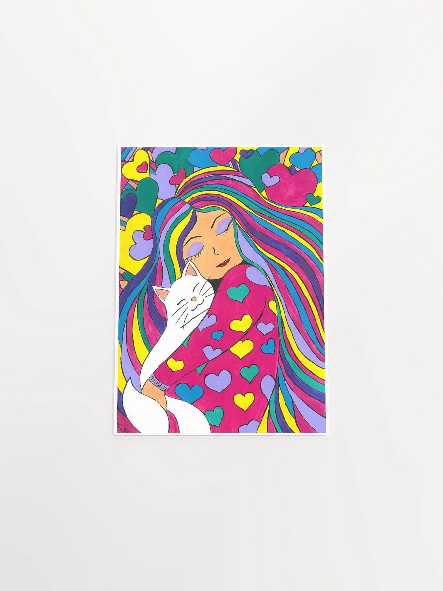 Girl with the white cat - (art by Dina R.) - acrylic painting picture - Enhanced Matte Paper Poster (in) product image (20)