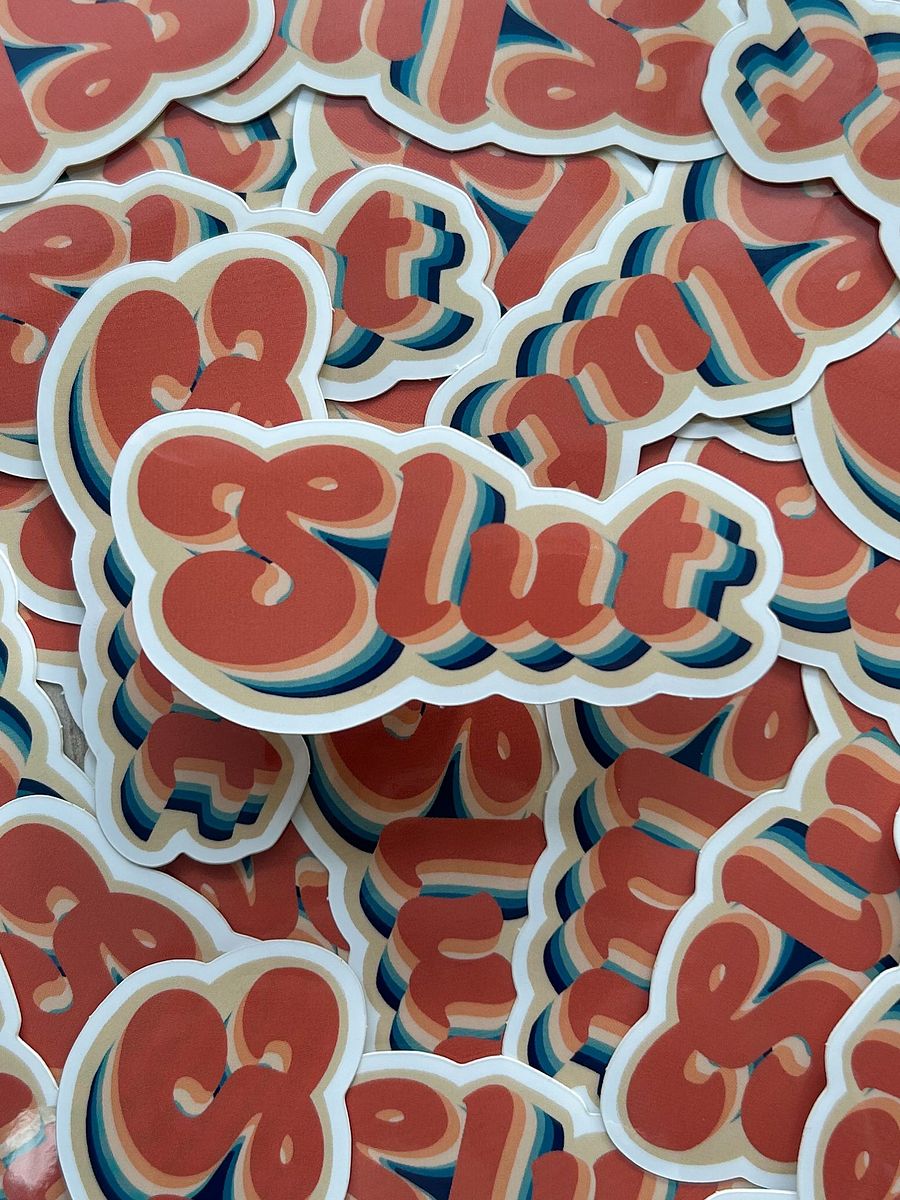 Slut Glossy Vinyl Sticker | Sex positive stickers great for laptops, bottles, Notebooks, bachelor or bachelorette parties product image (2)