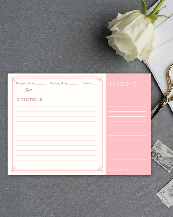 White Pink Vintage General Blank Recipe Card product image (4)