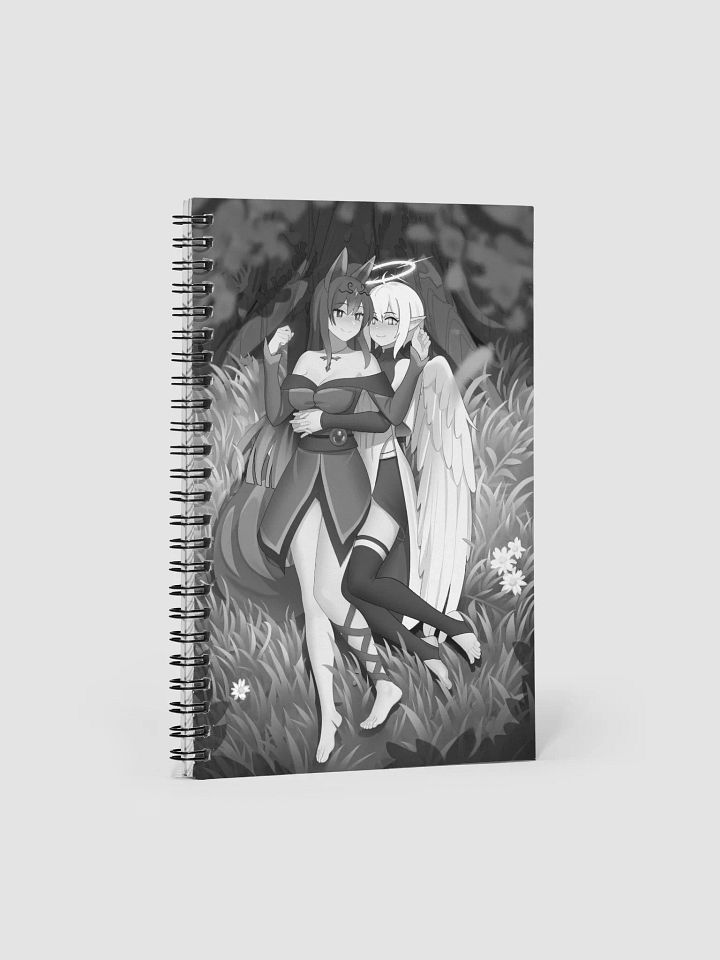 Cuddles under the cherry blossom Black and white notebook product image (1)