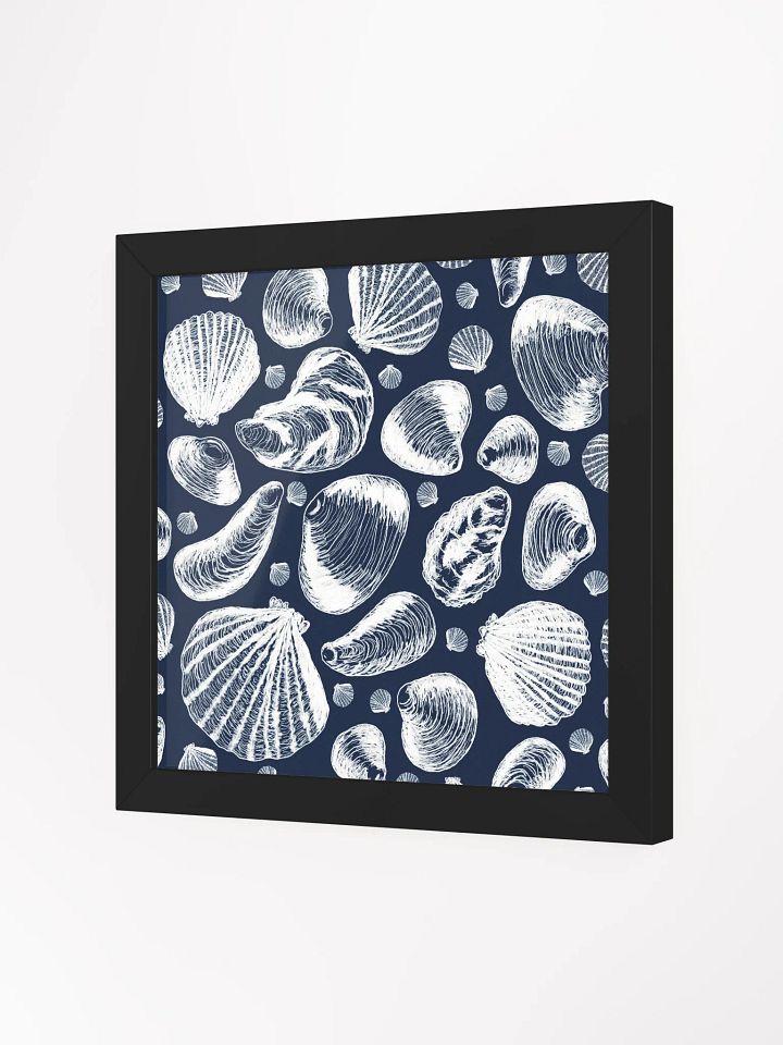 New England Tidal Treasures | White on Navy | by Monique Faella Designs™ | Framed Coastal Wall Art | Museum-Quality Print product image (2)