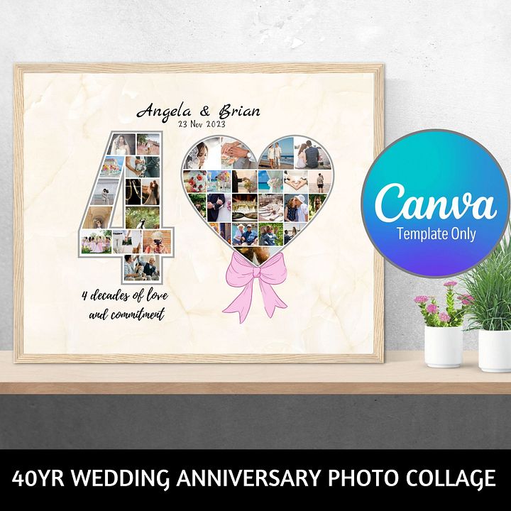 40 Year Wedding Anniversary Photo Collage Canva Template product image (1)