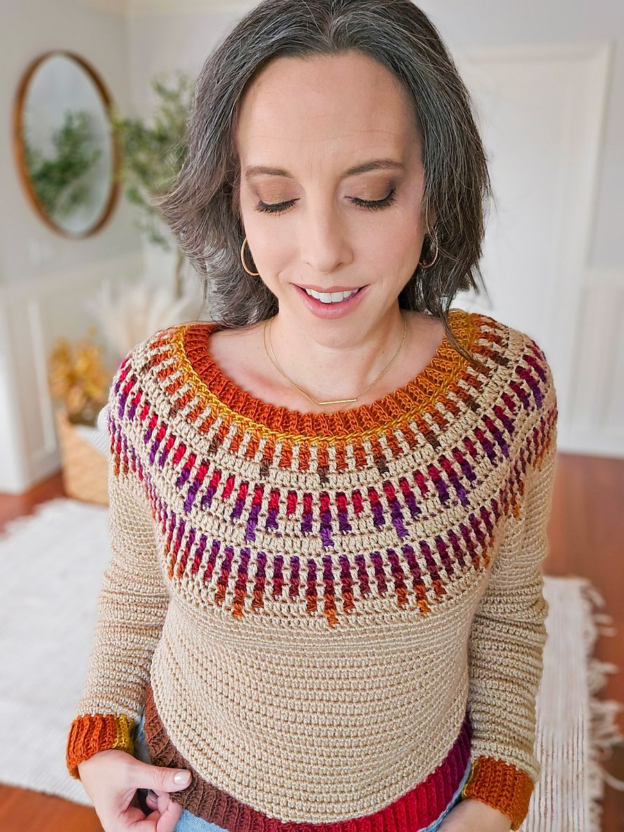 Crochet Mosaic Ridge Pullover Pattern (XS-5X + Video Tutorial) product image (3)