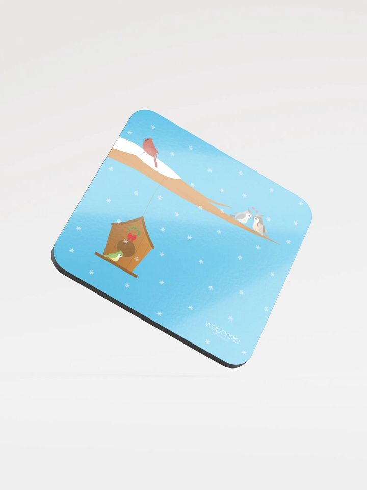 Glossed Cork Coaster - Birds' Christmas product image (1)